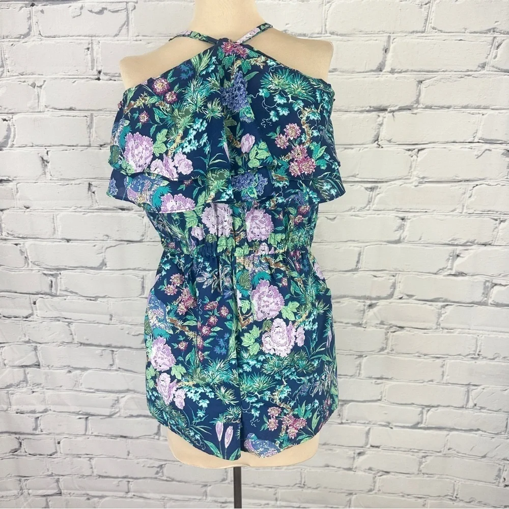 Janie and Jack NWT Floral Halter Romper Blueprint Floral Girls Size 12 Tropical